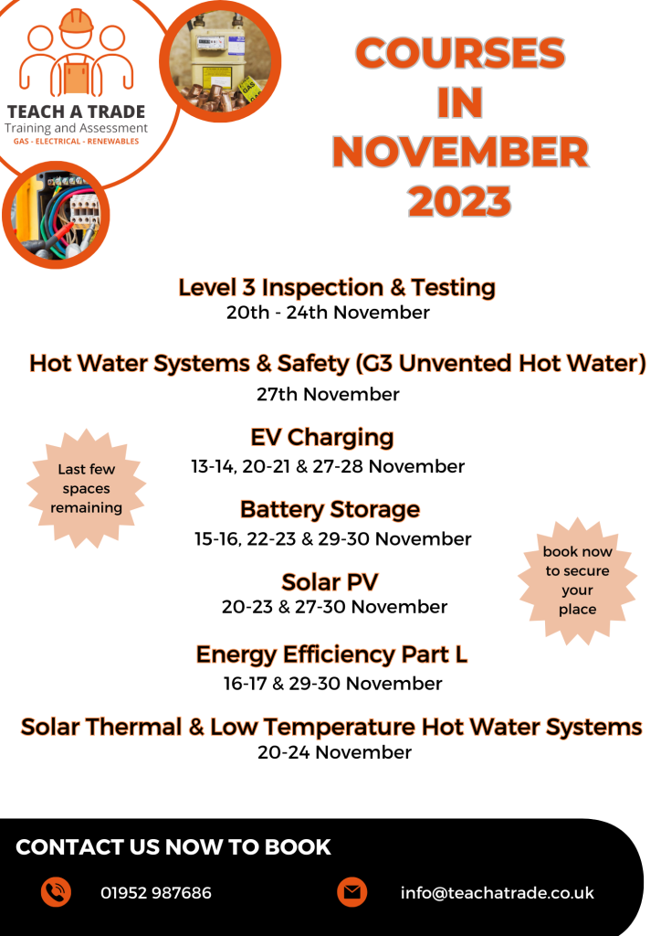 November Courses 2023 at Teach A Trade